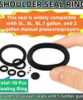 10Pcs Sprayer Seal Rings Set for Pump Sprayers Replacement Parts Durable Rubber Gasket Kit Universal Fit for Most 3L 5L 8L 1 Gallon 2 Gallon Sprayers and Irrigation Machines, black seals