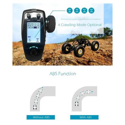 GT5 6CH AFHDS RC Transmitter with FSBS6 Receiver for RC Cars and Boats showing display and ABS function