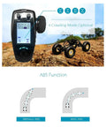 Display of FS GT5 2 4G AFHDS RC Transmitter with 4 crawling modes and ABS function for RC cars and boats, pro-grade controller.