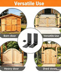 Rugged Heavy Duty Gate Hinges Delivering A Rock Solid 270 Degree Full Pivot Swing For Wood Fence And Barn Doors shown on various doors.