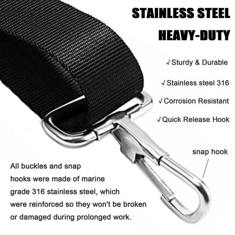 Beefy Heavy Duty Bimini Boat Top Straps With Double End Snap Hook Adjustable From 28 To 60 Inches Durable Marine Nylon Webbing