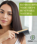Wide Tooth Bamboo Detangling Comb for Curly Hair Smooth Easy Glide Snag Free Detangling Wet or Dry Hair Thick Coily Textured Styles Eco Friendly Durable Hair Care Tool, woman using bamboo comb