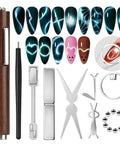 Cat Eye Nail Magnet Set 10pc with 3 in 1 Magnetic Pen and Dual Head Wand, includes French Tip Mold and multishape magnets