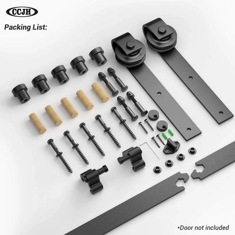 Heavy Duty Barn Door Hardware Kit 4 Foot Sliding Track For 24 Inch Wide Door Panels With Sturdy Steel And Nylon Rollers parts