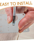 Close-up of installing Stainless Steel 6 Piece Hinge Repair Kit For Cabinet Doors With Hinge Fixing Plates Quick Install Tool For DIYers