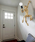Dope Monkey Wall Light Fixture Industrial Resin Wall Lamp for Living Room and Kids Bedroom Vintage White Right Hand Design