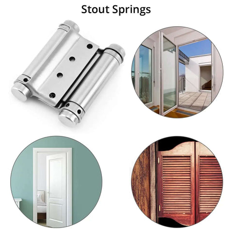 Heavy Duty Cafe Saloon Bar Door Swing Hinges, 8 Pack, 3 Inch Stainless Steel Self Closing Hinges, Double Action Spring Hinges for Two Way Swing
