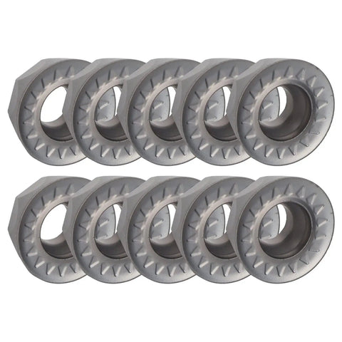 Ten-Piece Carbide Turning Inserts Set For CNC Lathe, Indexable Solid Carbide Inserts RPMT1204MOE-JS, arranged diagonally