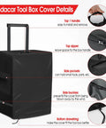 Tool Box Cover For Keter Stack-N-Roll 3 Piece Rolling Tool Box System With Wheels Waterproof 600D PU Coated Cover