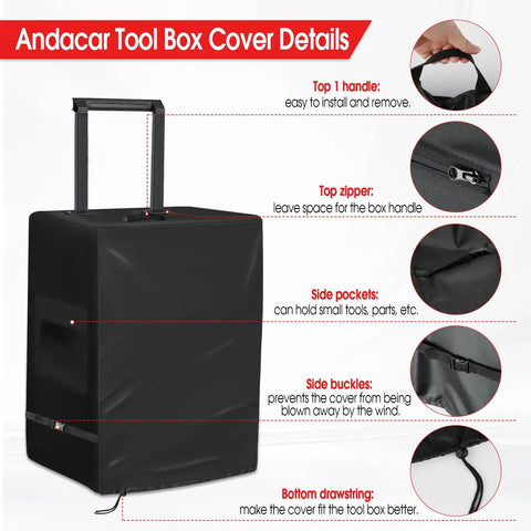 Tool Box Cover For Keter Stack-N-Roll 3 Piece Rolling Tool Box System With Wheels Waterproof 600D PU Coated Cover