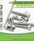 M2.5 Hex Socket Head Cap Screws Kit Pro Grade Assortment In Lengths 4mm to 25mm, 304 Stainless Steel, with nuts and hex wrench