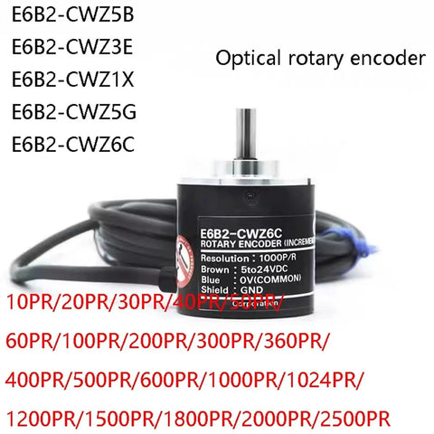 Optical Rotary Encoder 20 To 2500 P/R 5-24V 70mA A/B/Z Outputs Top-Notch Incremental Encoder For Robotics CNC Motor Control And Automation 1800 1024 1000 600 500 400 360 200 100 60 40 30 20P/R. Black cylindrical optical rotary encoder with cable and shaft
