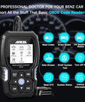 Mercedes Benz Sprinter Smart OBD2 Scanner Pro All Systems Diagnostic Tool with display and connected cable shown