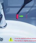 Ten Piece Caulking Tool Kit With Silicone Finishing Tools and red tip used around a bathroom sink faucet for tight sealing