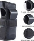 6 In 1 Protective Gear Set With Knee Pads Elbow Pads And Wrist Guards for Skateboarding, showing wrist guard design details