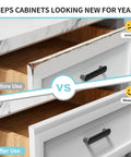 Premium 2 Pack 18 Inch Cabinet Door Protectors Edge Guards for Kitchen Drawers and Countertops before and after use comparison