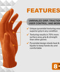 Extreme Duty Orange Nitrile Gloves With 8 Plus Mil Thickness And Textured Non Slip Grip built tough as nails for mechanics and tradesmen.