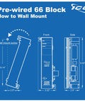 Prewired 66 Block With 89D Mounting Bracket And Cover For Telephone System 25 Pair Female Telco Connector 66M1 25M wall-mount diagram