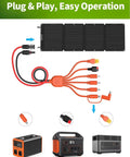 7 In 1 Solar Panel Adapter Kit With 3.6 Foot MC4 And DC 8mm Cable, XT60 Anderson Connectors, shown with power stations