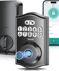 AI Fingerprint Door Lock With Built-In WiFi And Keyless Entry For Front Door, Smart Home Ready With App Control, Matte Black Finish