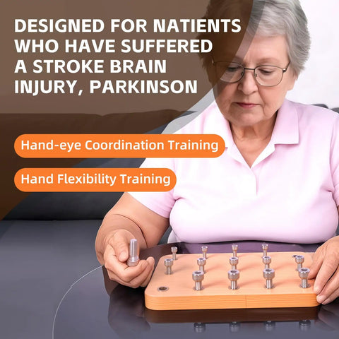 Premium Wooden Finger Pegboard For Adults Hand Therapy And Fine Motor Skill Rehab Top Notch Occupational Therapy Tool With Durable Splinter Free Design For Safe Long Term Stroke Rehab used by older adult for training.