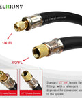 Cool HVAC Evacuation Kit With Upgraded 1/2 Hose For Fast A/C Repair And Refrigerant Service On R410a, R134a, And More Units Made Easy. 1/2 in hose with brass 1/4 and 1/2 FL fittings