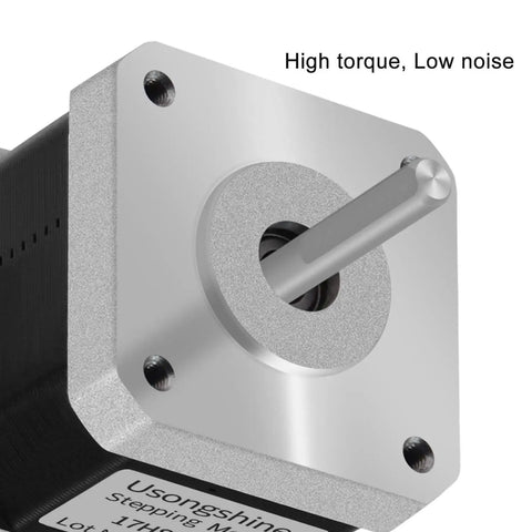 Built Different Nema 17 Stepper Motor With One Meter Cable And Connector 1 5 Amps 60 Oz Inch High Torque 1 8 Degree Step 38mm Body close up view