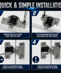 Installation guide for Premium Replacement Cabinet Hinges 110 And 120 Degree, emphasizing quick steps and adjustment features.