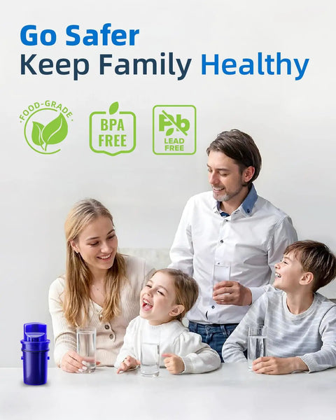 Family enjoying water filtered by Water Filter Replacement For All Standard Water Pitchers And Dispensers Reduces Lead And Chromium
