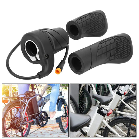 Rubber Half Throttle Grip For Modified Part Joint With Beefy Aluminum Alloy Mount Fits 12V Through 72V Ebikes And Fat Tire Bikes Instrument Adapter Voltage Easy Install Secure Removal Durable Build