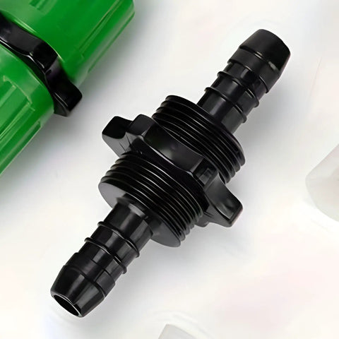 Quick Fix Telescopic Hose Repair Kit For Expandable Garden Water Lines Heavy Duty Abs Plastic Dual Channel Connectors Stop Leaks Fast With This No Tools Necessary Durable Gear That Makes Your Spraying Smooth And Super Easy. black ABS hose connector with threaded dual channels