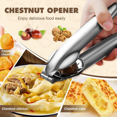 Premium Stainless Steel Nutcracker Built For Chestnuts Walnuts And Pecans Sturdy Handheld Clip Tool That Shells Tough Nuts With Zero Sweat Or Mess In Seconds