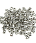 Heavy Duty M4 T Slot Nuts Set 100 Pieces Nickel Plated Carbon Steel Half Round Sliding Fasteners For 2020 Series Aluminum Extrusion Profiles And DIY Projects Built To Last shown in a pile