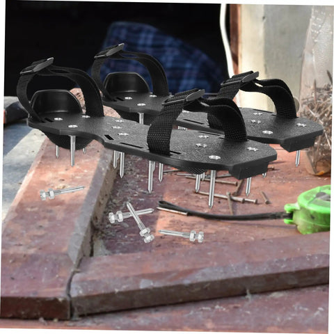 20 Piece Lawn Aerator Shoes Spikes Kit Durable Metal Aeration Tool For Garden displayed with replaceable spikes