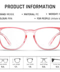 Front view of pink Protective Safety Glasses With Anti Fog Coating And Anti Scratch Lenses Unisex Fit For Men And Women Clear Polycarbonate Frames