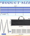 Diagram of Long Beach Wind Screen 25 Ft By 4 Ft Privacy Fence With 5 Foldable Metal Poles and Carry Bag dimensions