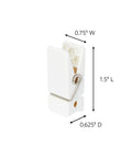Close-up view of Quartz Plastic Spring Clip with dimensions labeled. Product: Quartz Plastic Spring Clips 8 Pack For Dorm Décor Damage Free Hanging
