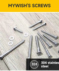 304 Stainless Steel Lag Bolts Kit Three Eighths Inch By One And One Half Inch With Flat Washers And Hex Socket 50 Pieces