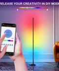Smart RGB Corner Floor Lamp With WiFi App Control Alexa And Google Assistant 16 Million Color Options Music Sync Scene Modes 63 Inch