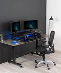 Electric Height Adjustable Desk Converter With Sit To Stand Function And Dual Monitor Riser 42 Inch Workstation Black Finish