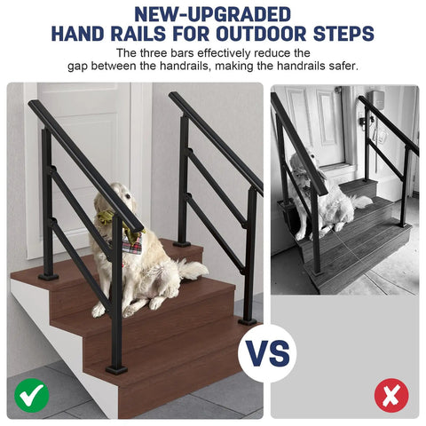 Rock Solid Wrought Iron Handrails For Outdoor Steps Heavy Duty Stair Grip Rails With Rust Resistant Powder Coat, upgraded design preview.
