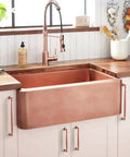 Kitchen view showcasing Six Pack Brushed Copper Cabinet Pulls Zinc Alloy Drawer Handles 7.56 Inch Center To Center Modern Kitchen Dresser Hardware
