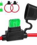 Heavy Duty 12V Inline Fuse Holder Kit Waterproof Blade Fuse Holder With 13.8 Inch Lead 2 Pack Plus Two 30A Fuses