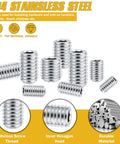 304 stainless steel hex allen head grub screws, focus keyword: 440Pcs Metric Set Screw Kit Tough Stainless Steel Hex Allen Head Grub Screws