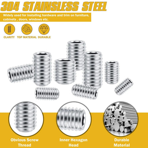304 stainless steel hex allen head grub screws, focus keyword: 440Pcs Metric Set Screw Kit Tough Stainless Steel Hex Allen Head Grub Screws