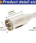 DaduoRi 1-inch diamond tile hole saw with pilot bit, 25mm diameter, 1-3/8 in cutting depth, 3/8 in triangular shank