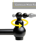 Close-up of Pot Filler Faucet Wall Mount Black Kitchen Faucet With 24 Inch Extendable Swing Arm showing control handle.
