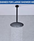 12 Inch Ceiling Mount Shower Arm And Flange In Matte Black, Heavy Duty 304 Stainless Steel Extension with water flow