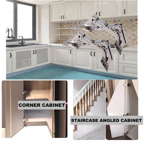 Two Pack 170 Degree Soft Close Cabinet Hinge Set Hydraulic Frameless Door Hinges Adjustable Mounting in kitchen cabinets
