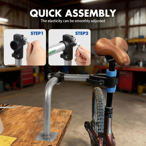Wall Mount Bike Repair Stand For Road And Mountain Bikes, Beefy Adjustable Clamp on Vertical Seatpost, Easy Install Steps